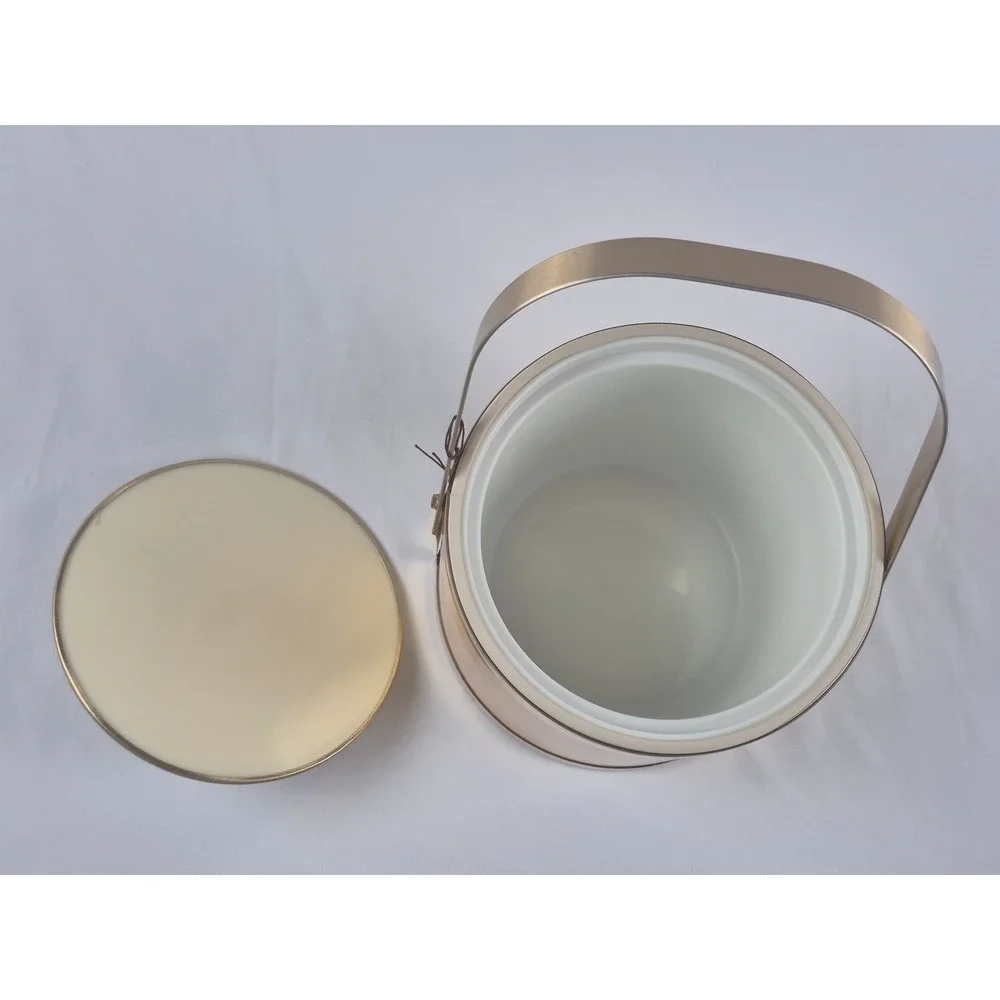 Georges Briard Vintage Gold Ice Bucket 3 Qt NOS NIB MCM Barware Insulated Gift
